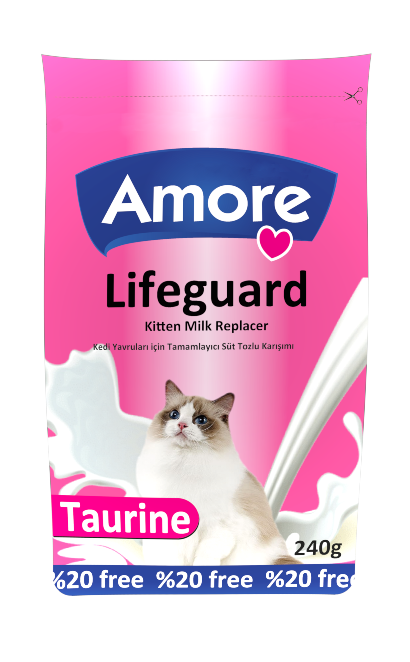 Amore Kedi Süt Tozu LifeGuard 2x240gr ve Molly Sıvı Kedi Ödülü 5x15gr Hediyesi