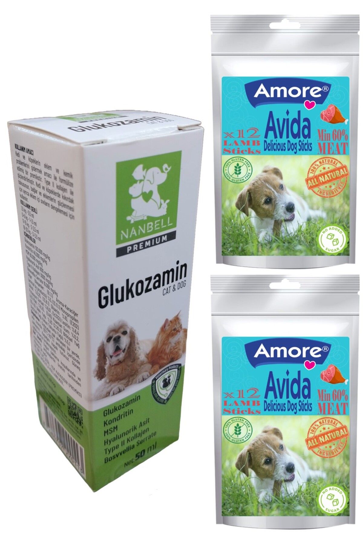 Amoredog Köpek Glukozamin Damla 50ml Kolajen Eklem Güçlendirme 50cc, 24 Avida Sticks