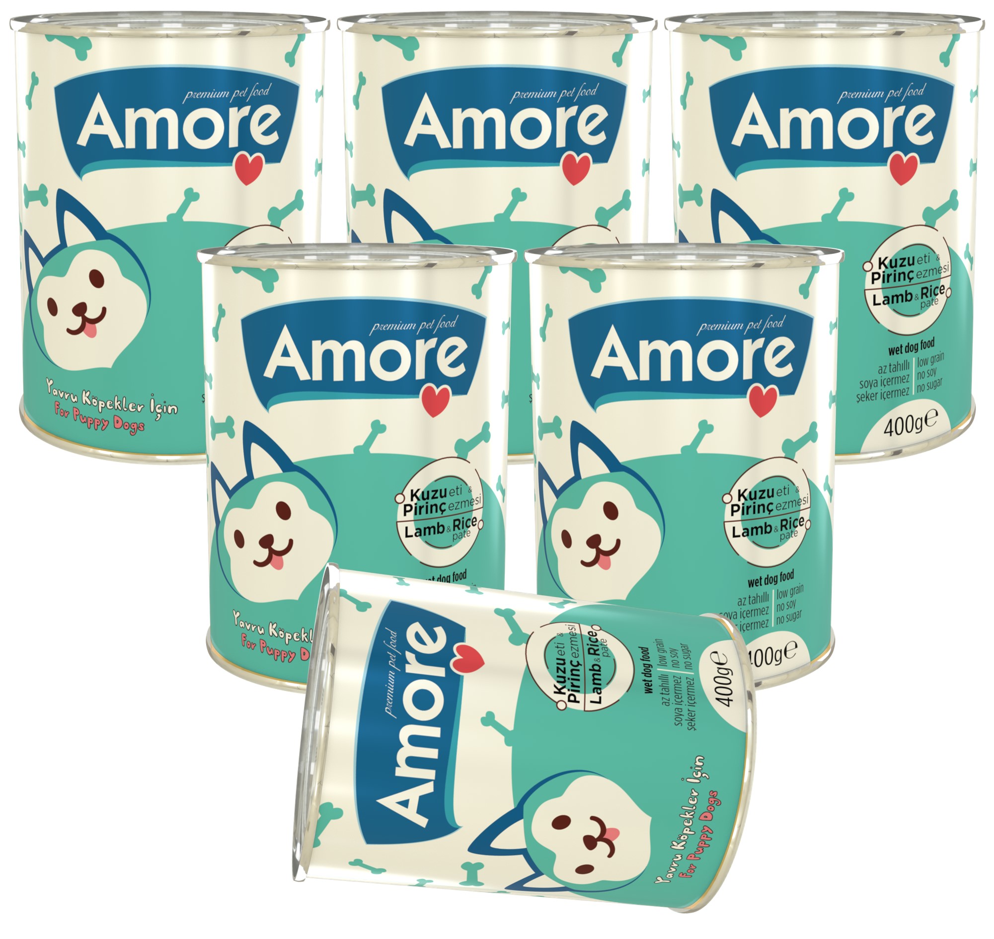 Amoredog Kuzu Etli Pirinçli Ezme Yavru Köpek Konservesi 6 X 400g