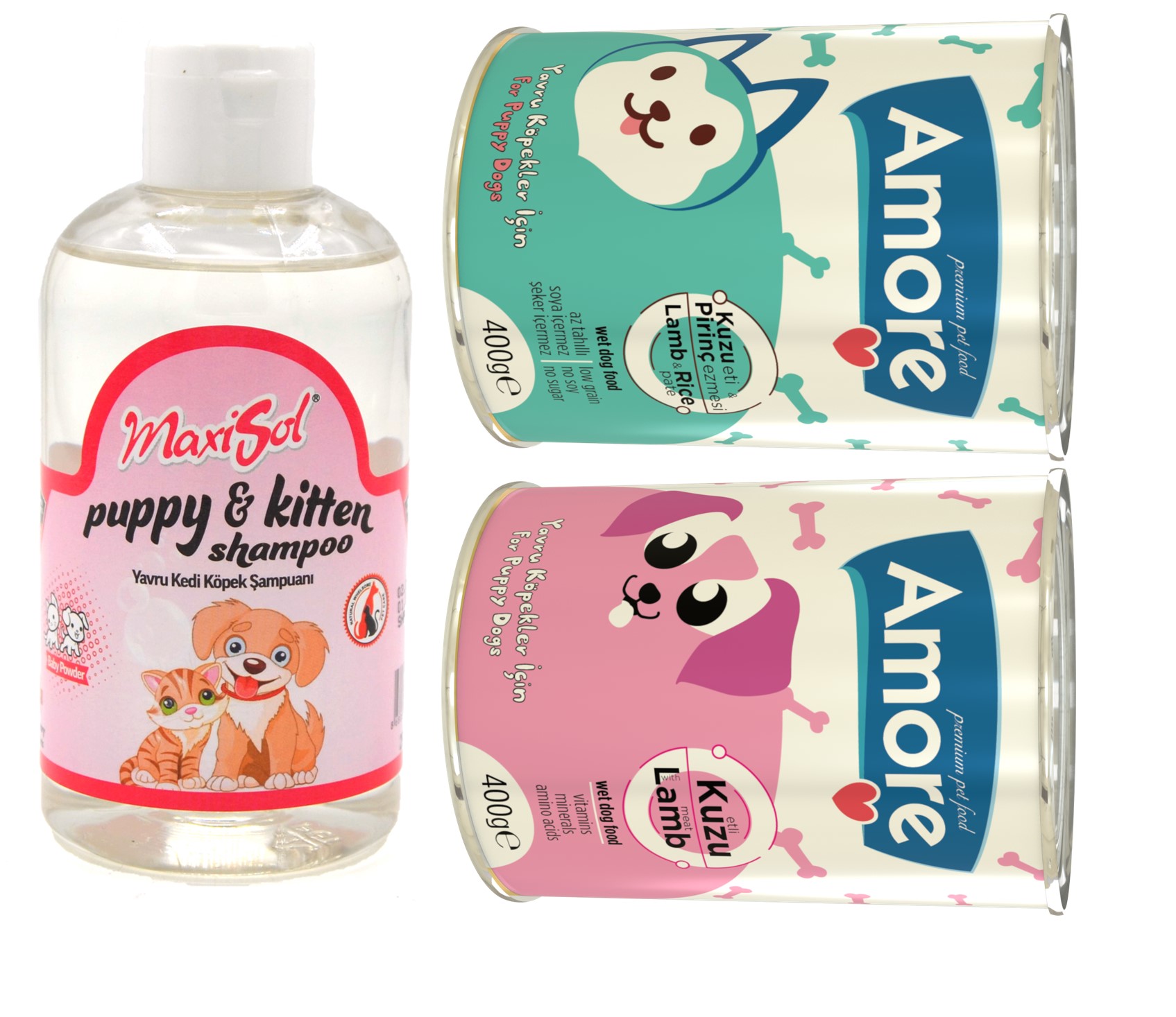 Amoredog Kuzu Etli Yavru Köpek Konserve Pate + Chunks Ve şampuan 200ml