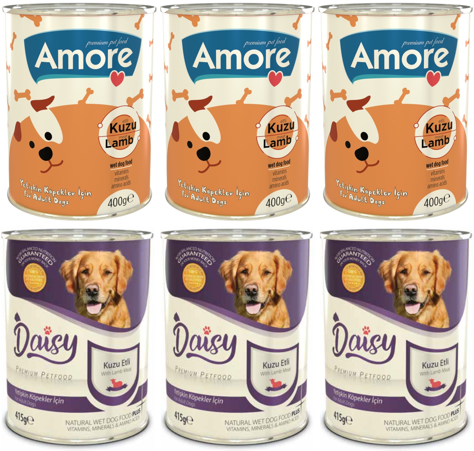 Amoredog Kuzu Etli Yetişkin Köpek Konservesi 6x400gr, Amore Ve Daisy