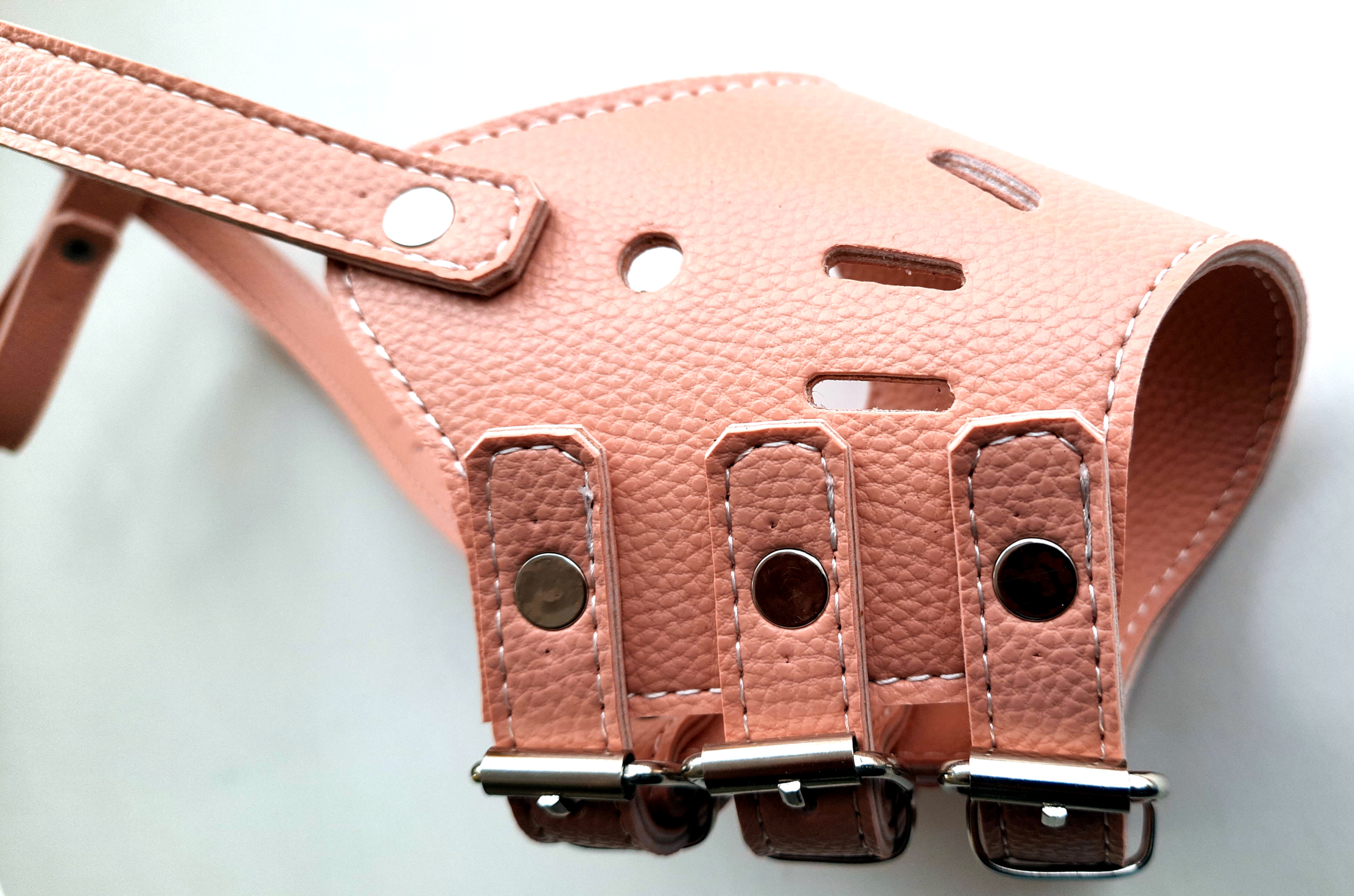 Amoredog Leather Lassie Ayarlanabilir Yumuşak Doku Uzun Burun Köpek Ağızlık Rosa