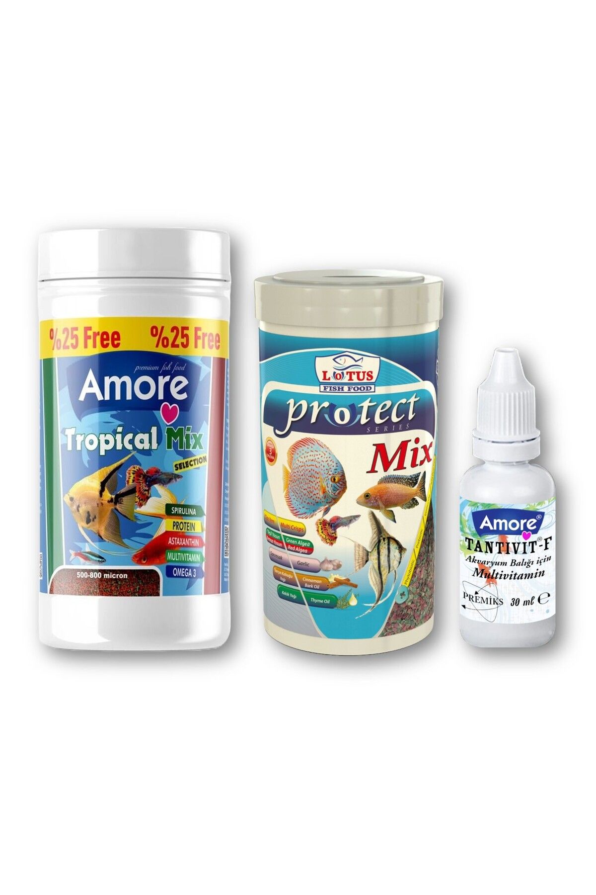Lepistes-Melek-Plati-Moli Tropical Mix 125 ml, Protect Mix 100 ml, Multivitamin