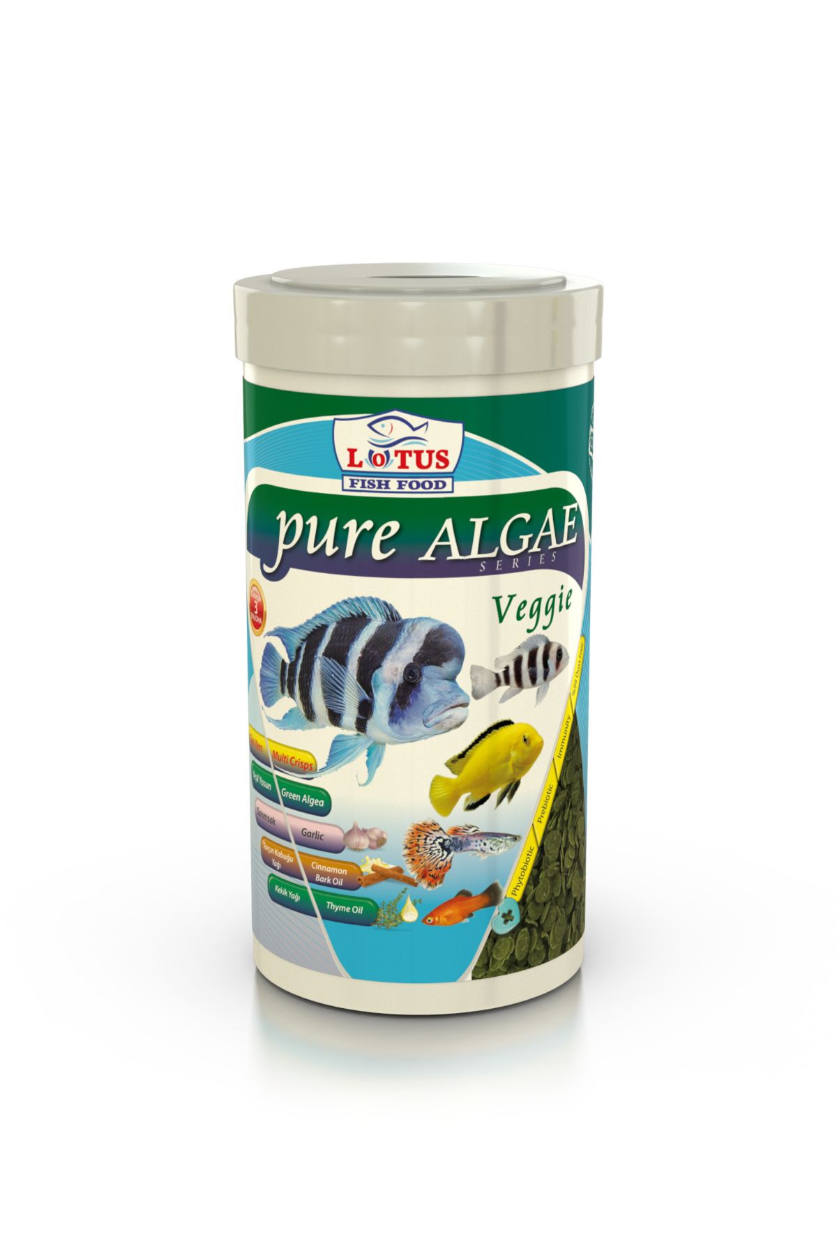Amore Lepistes-Melek-Tetra Guppy Mix Granules 1000ml, Algae Garlic,Protect Mix,Algea Veggie 100ml Yem Seti