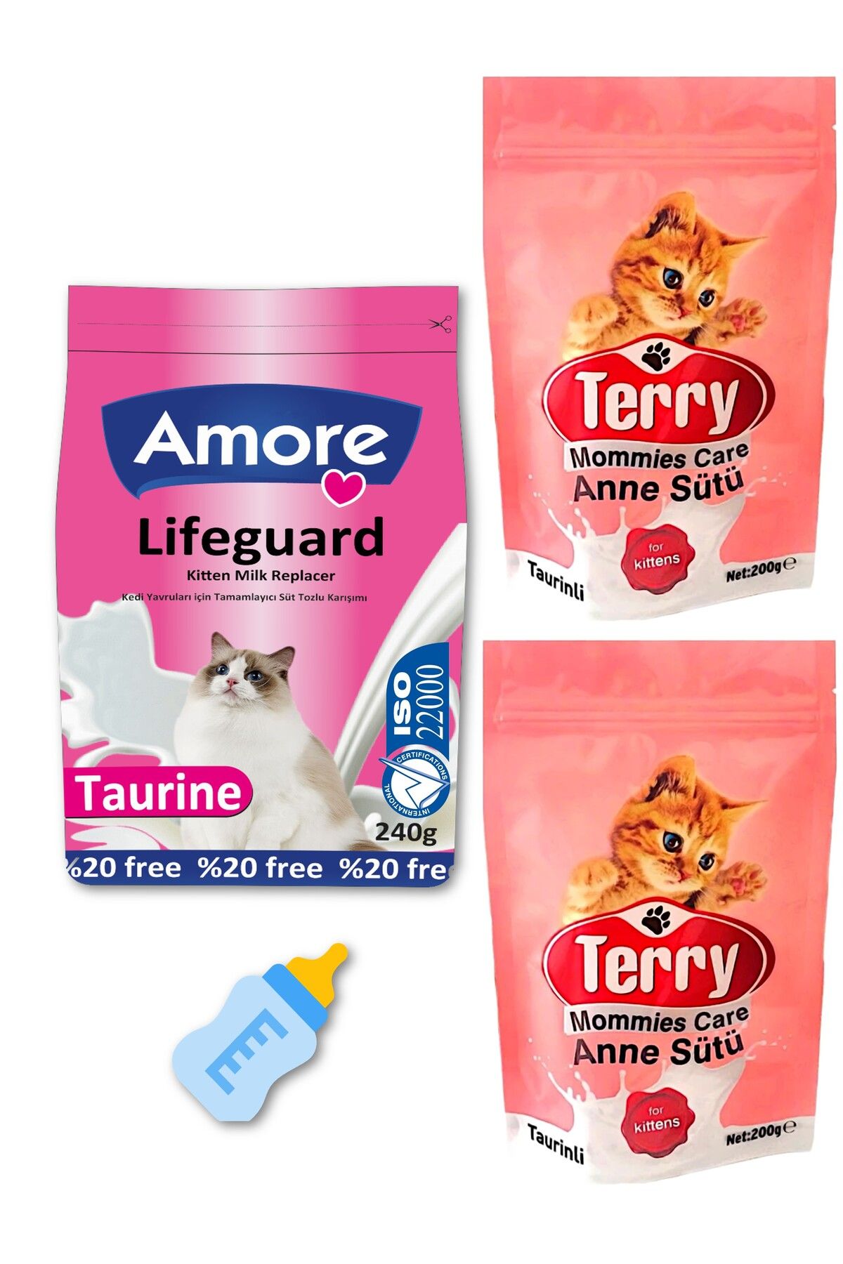 Amorecat Lifeguard Yavru Kedi Sut Tozu 240 Gr, Terry Mommies Care Anne Sutu 2 X 200 Gr, Biberon