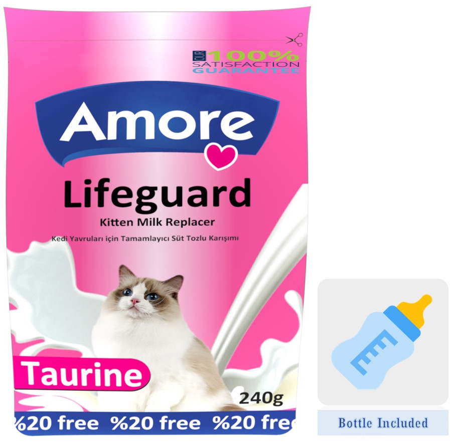 Amore LifeGuard Yavru Kedi Süt Tozu 240gr, Biberon, Fiona 5li Ciğerli Krema Atıştırmalık Kedi Ödülü