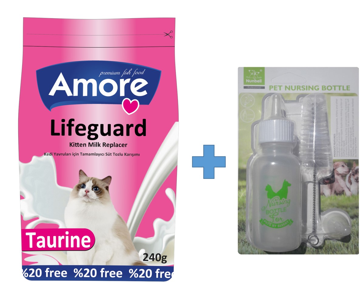 Amore LifeGuard Yavru Kedi Süt Tozu 240gr + Biberon Temizlik Seti 100ml