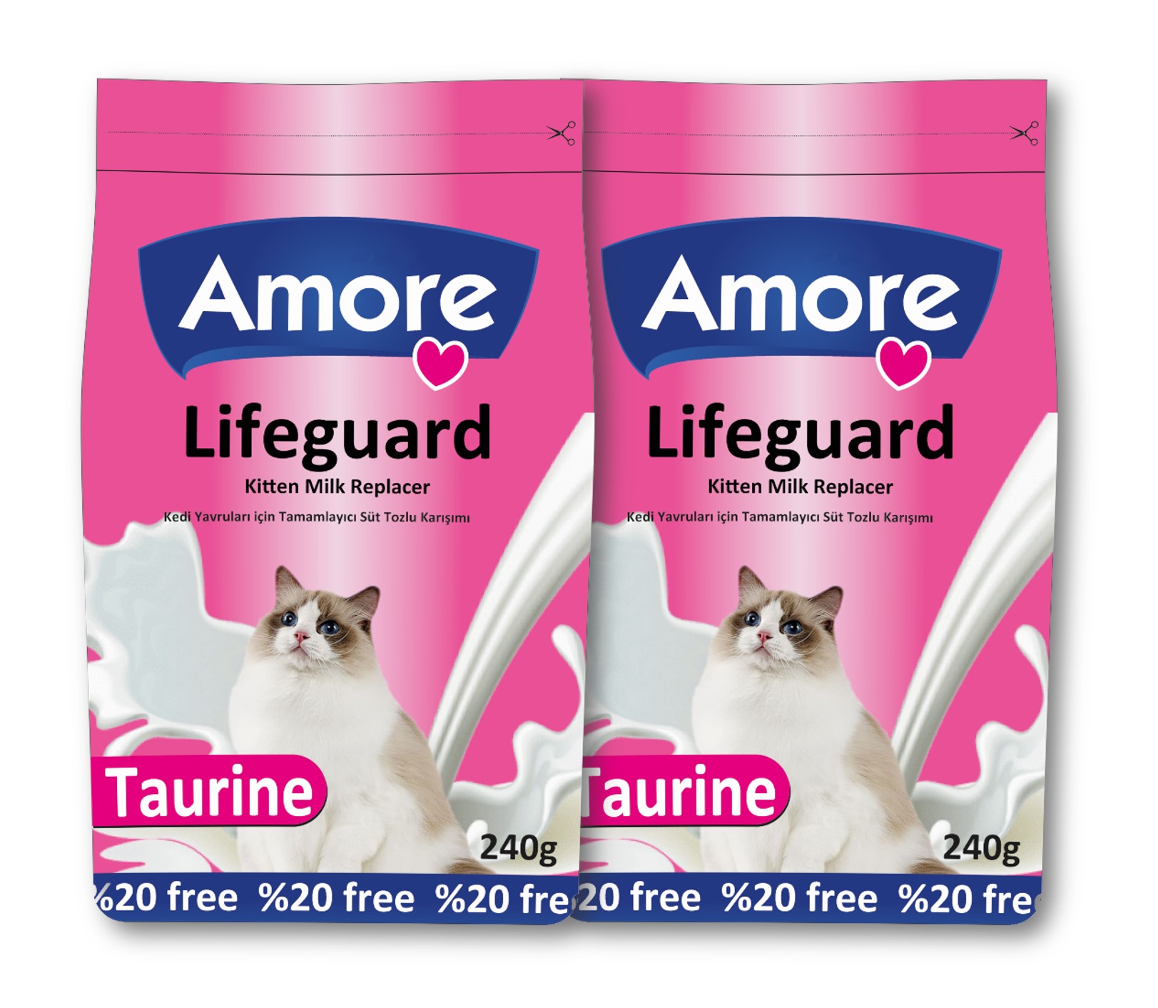Amore LifeGuard Yavru Kedi Süt Tozu 2x240gr + Biberon + Hills Kitten 100g ZipPack