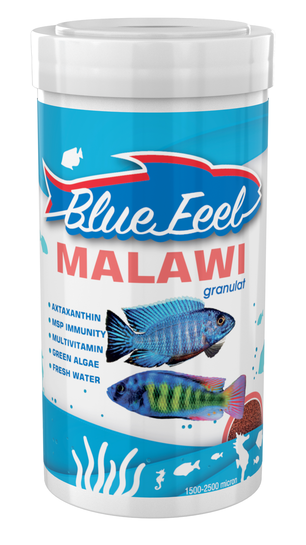 Amore Malawi Mix Chips 250ml + BlueFeel Malawi Granulat 250ml + Lotus Spirulina Garlic 100ml Kutu
