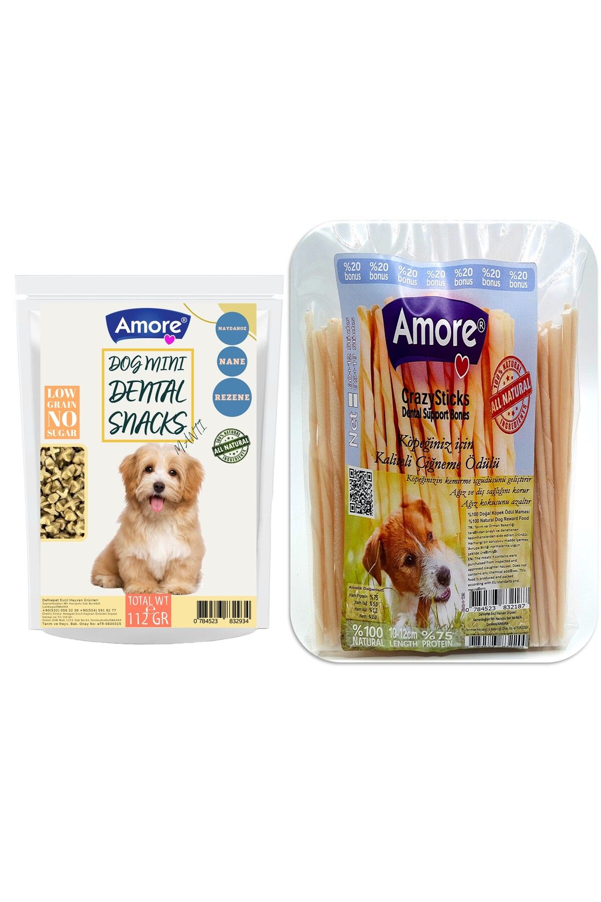 Amoredog Mantı Dog Mini Dental Snacks Köpek ödülü 112 Gr Ağız Diş Sağlığı, 72li Burgu çiğneme çubuğu