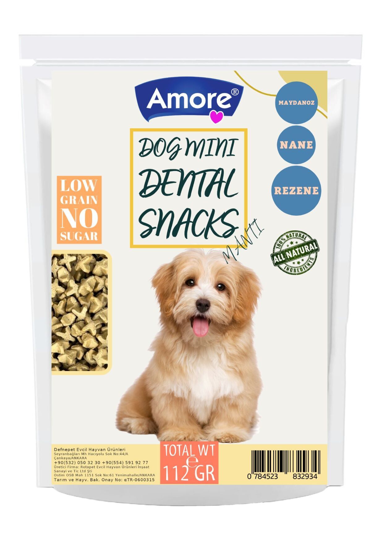 Amoredog Mantı Dog Mini Dental Snacks Köpek ödülü 112 Gr Ağız Kokusu, Diş Sağlığı