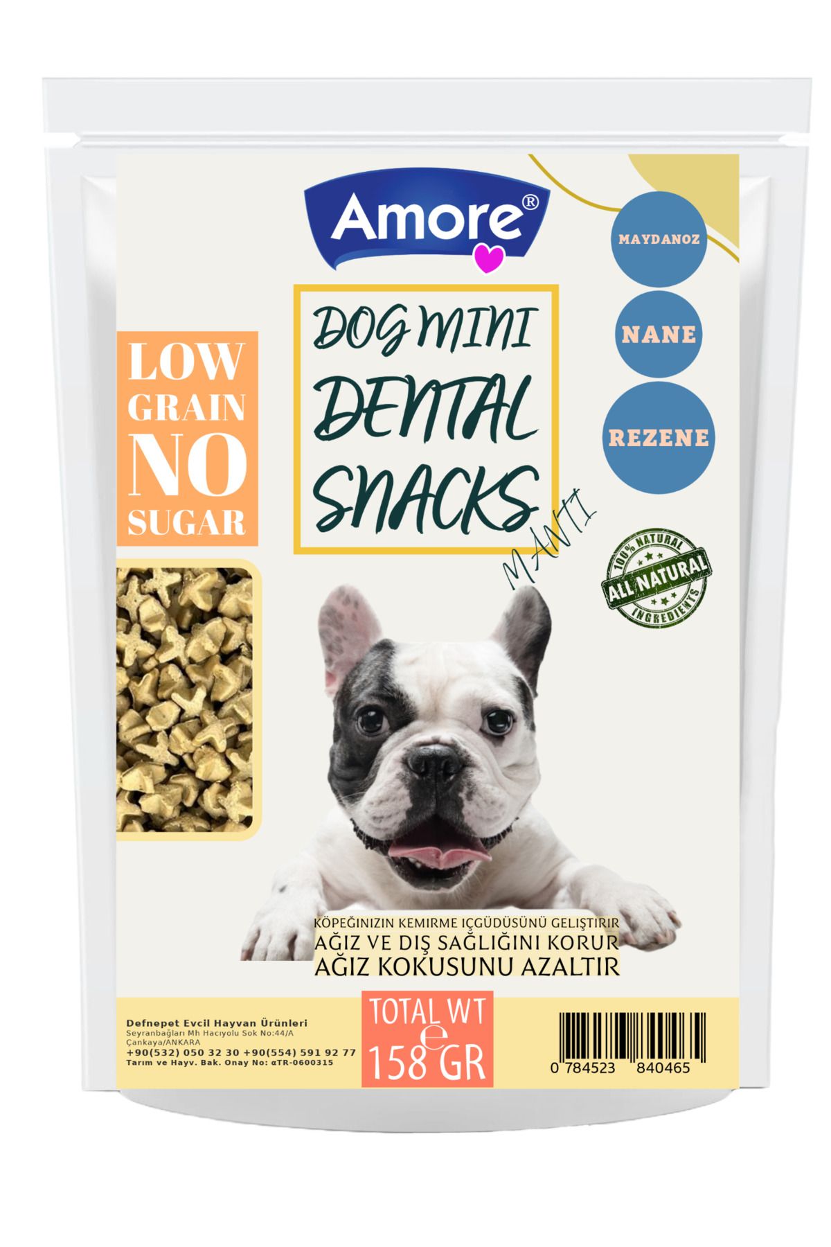 Amoredog Manti Dog Mini Dental 158gr Snacks Kopek Odulu Agiz Kokusu, Dis Sagligi