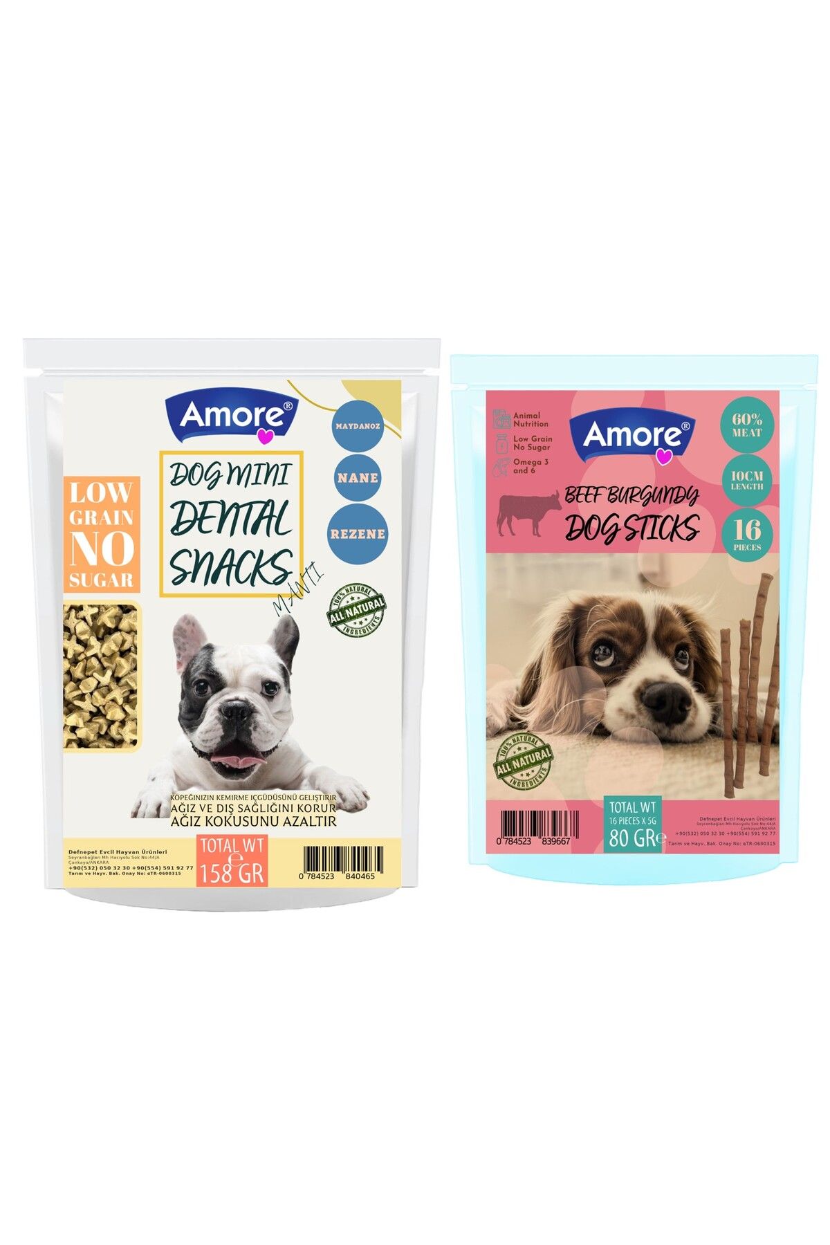Amoredog Mantı Mini-dental Köpek ödülü 158 Gr Ağız Kokusu, Diş Sağlığı, 16lı Beef ödül çubuğu Sticks