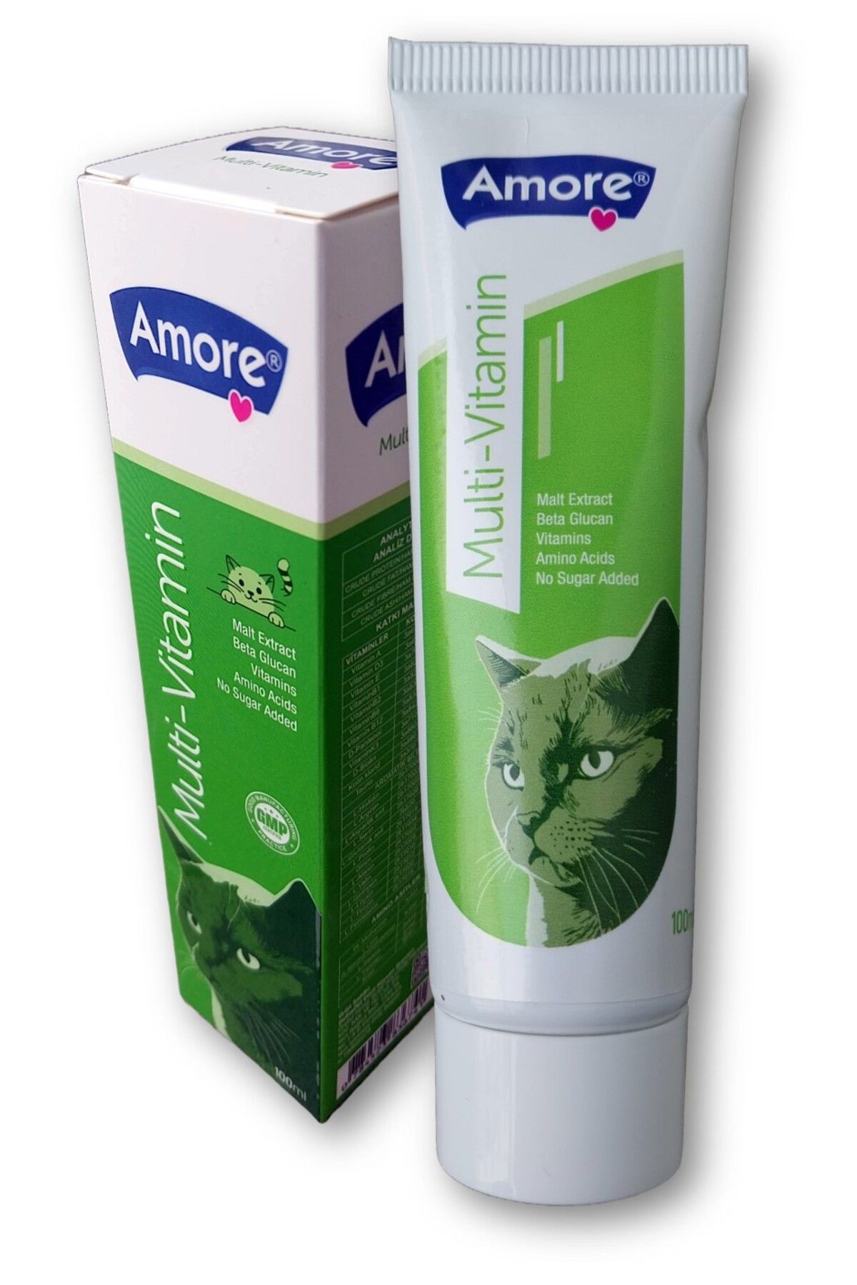 Amorecat Multi-vitamin Leziz 100ml Kedi Malti, Beta Glucan, D-biotin, Taurin, Vitamin A-d-e-b-k, Lizin Paste
