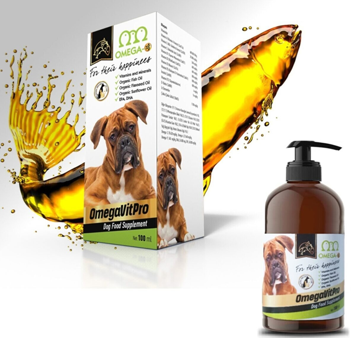 Amore OmegaVitPro Somon Balık Yağı 100ml + Amore Puppy Kuzu Etli Yavru Köpek Konservesi 4x400g