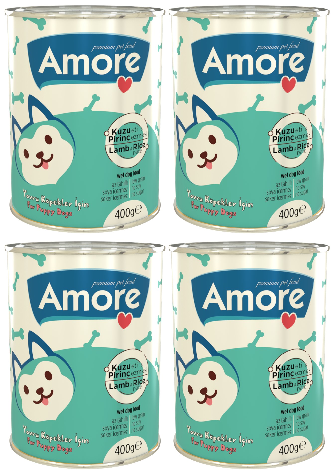 Amore OmegaVitPro Somon Balık Yağı 100ml + Amore Puppy Kuzu Etli Yavru Köpek Konservesi 4x400g