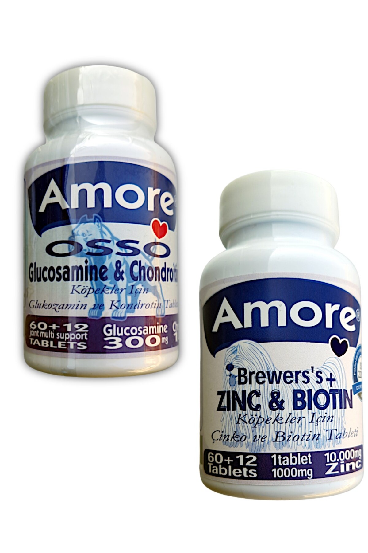 Amoredog Osso Glukozamin 72li Kopek Eklem Destegi Ve Brewers Cinko Biotin Tuy Dokum 72li Tablet