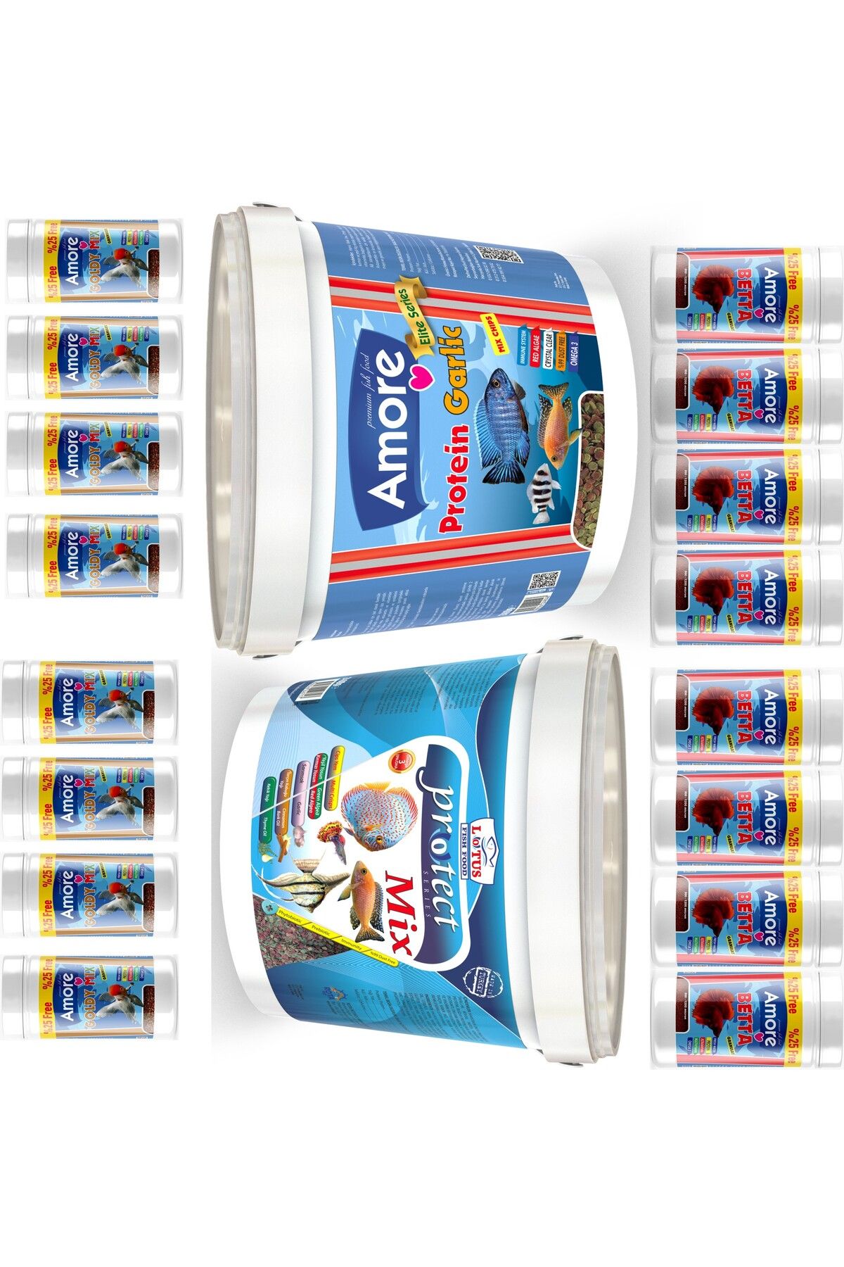 Protein-Garlic Malawi 2.4Kg Pro Pre-Biotik,Protect Mix 2.4Kg 48-protein Kova,Betta-Goldy- 8x125ml