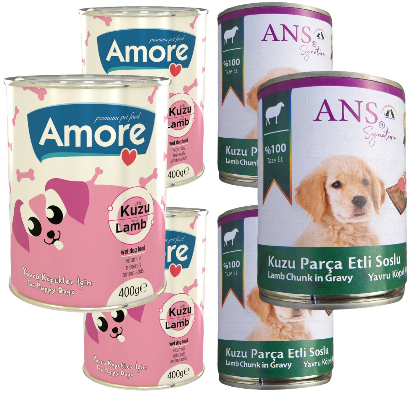 Amore Puppy Lamb Chunks Kuzu Etli Yavru Köpek Konservesi 3 + 3 Adet