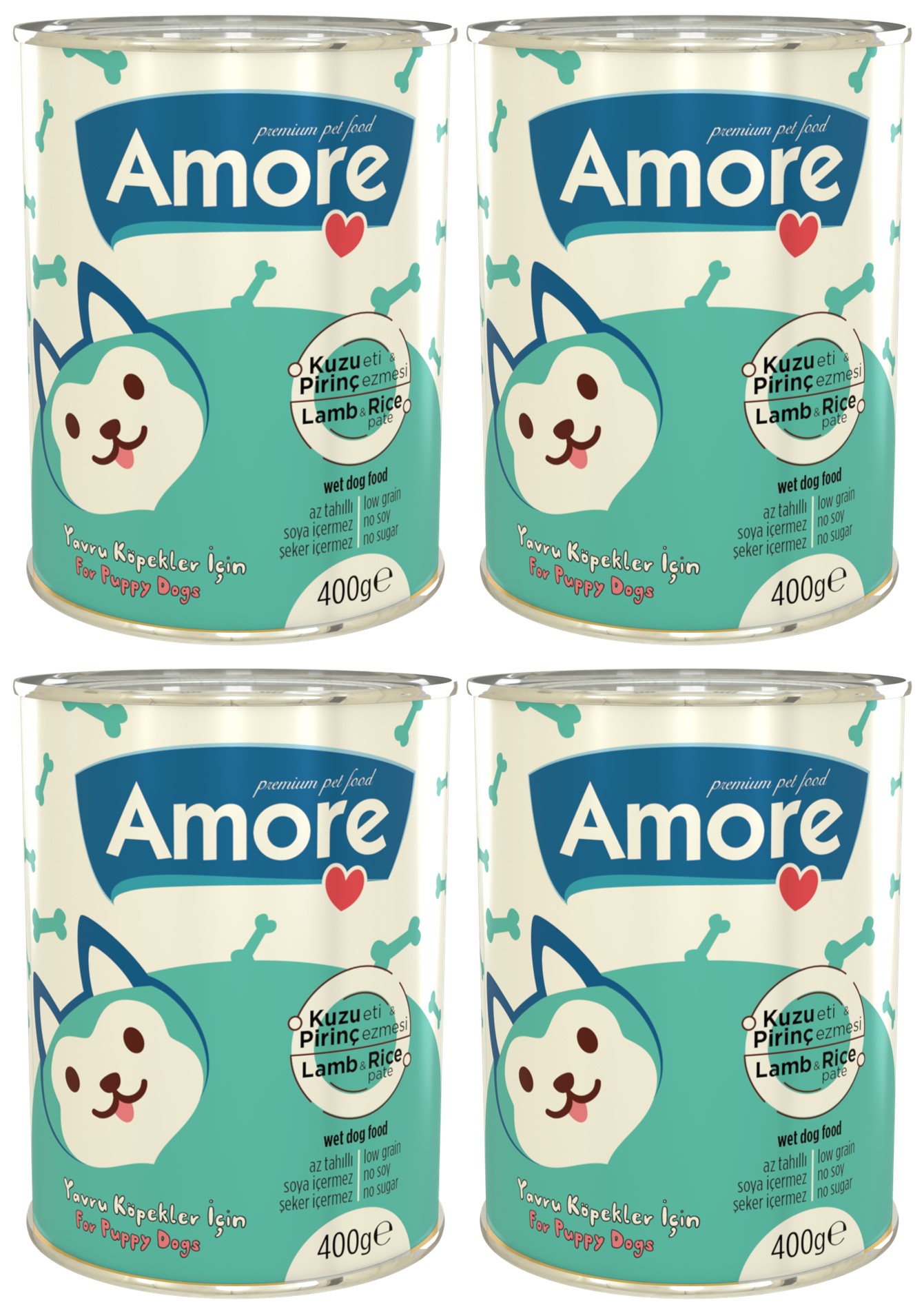 Amore Puppy Pate Kuzu Etli Pirinçli Ezme Yavru Köpek Konservesi 4x400gr