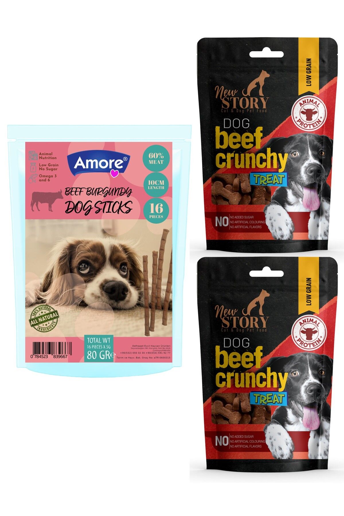 Amoredog Sığır Etli Sebzeli 16lı Köpek ödül çubuğu Beef-meat Dog Sticks, New Story 2 X (dog-beef-crunchy)