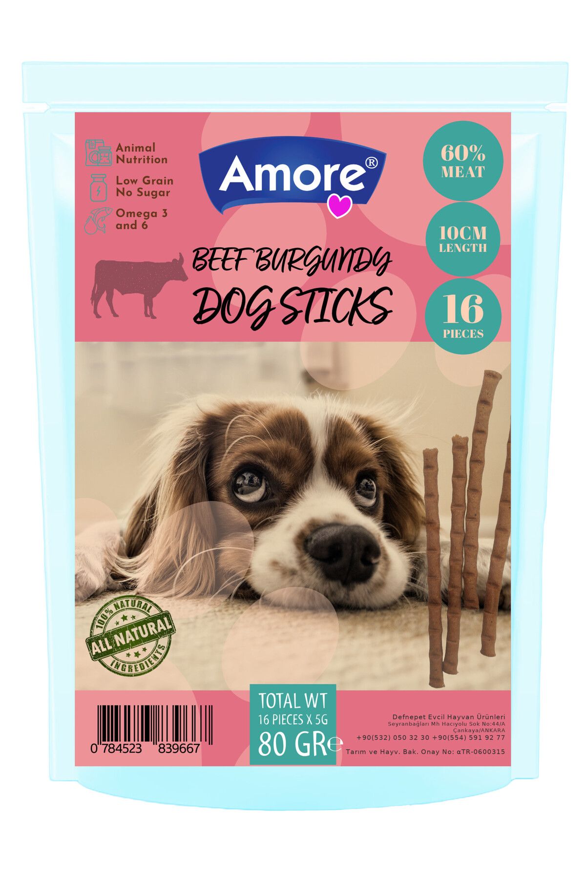 Amoredog Sığır Etli Sebzeli 16lı Köpek ödül çubuğu Beef-meat Dog Sticks