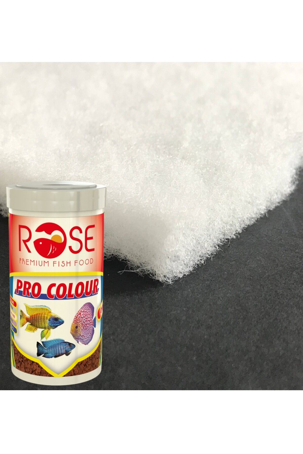 Soffice 80gr 34x180cm Akvaryum Elyafı, Rose Pro Colour Chips 100ml Kutu Balık Yemi