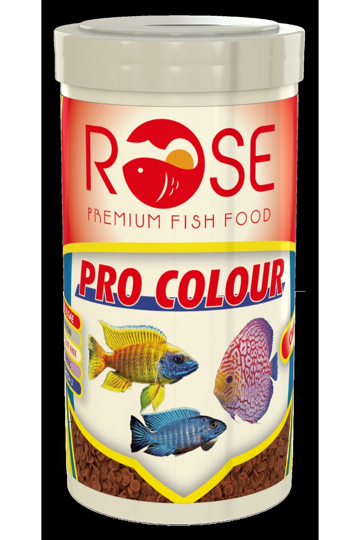 Soffice 80GR 34x180CM Akvaryum Elyafı, Rose Pro Colour Chips 100ml Kutu Balık Yemi