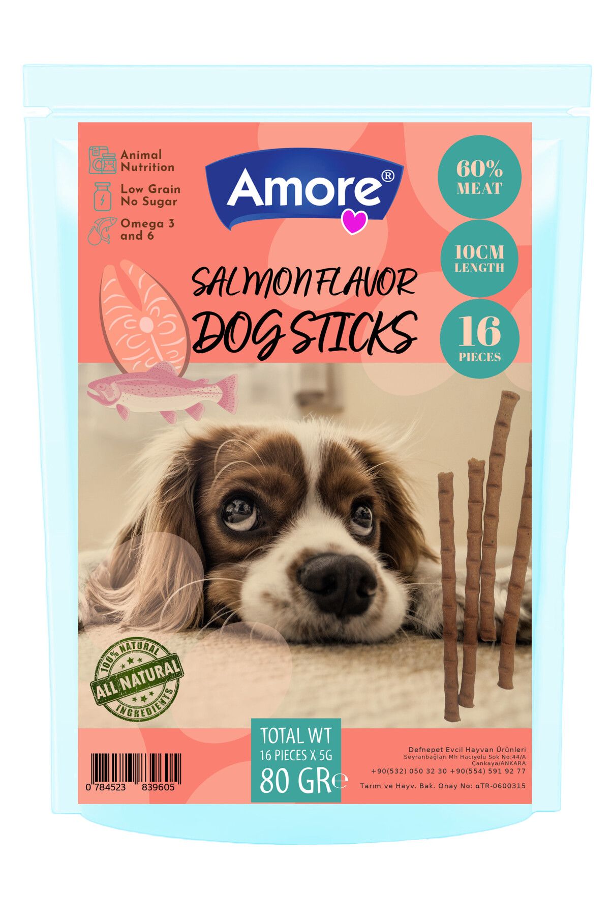 Amoredog Somonlu 16lı, Tavuk Etli 16lı Köpek ödül çubuğu (16+16 Sticks)