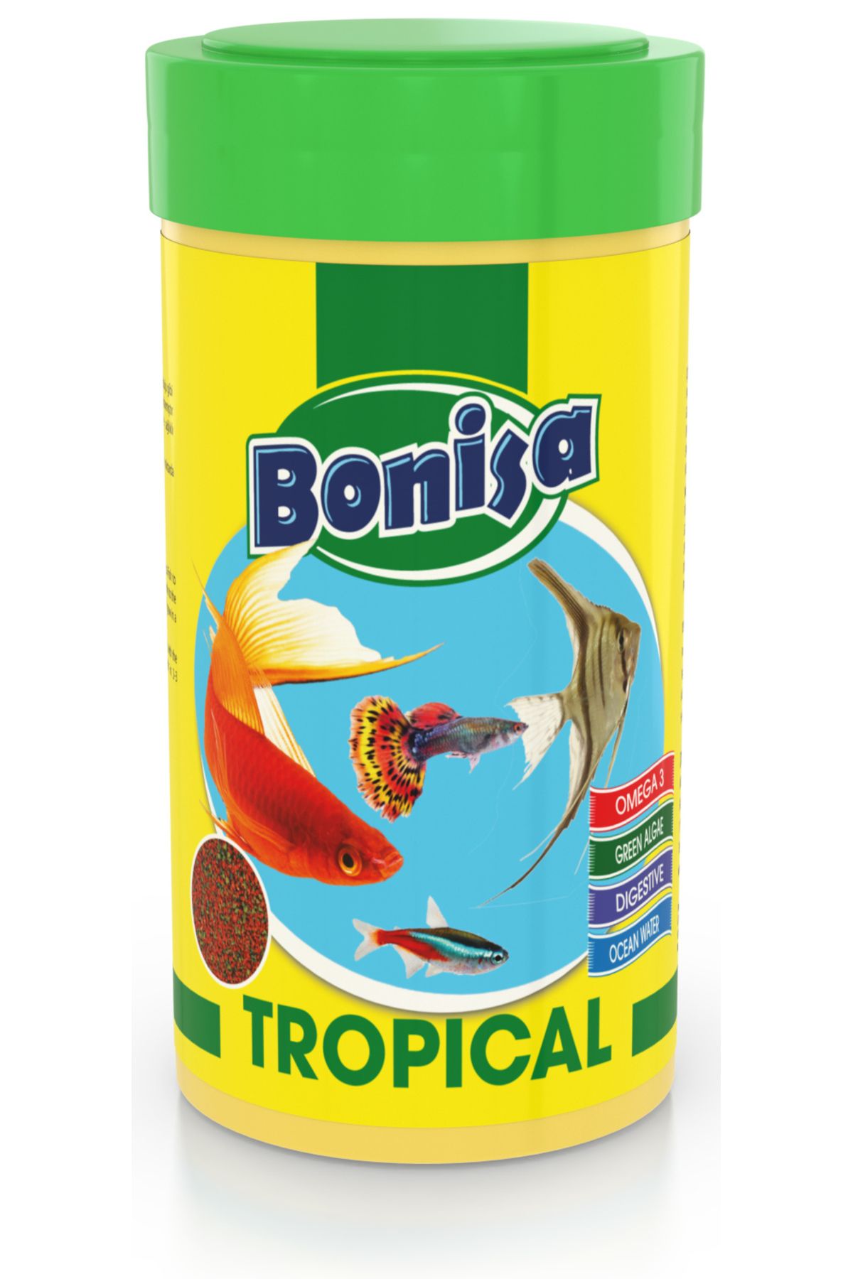 Amore Tetra-Melek-Lepistes 4lü Balık Yemi Seti,Tropical Mix 2x125ml,Bonisa Tropical 250,Multivitamin