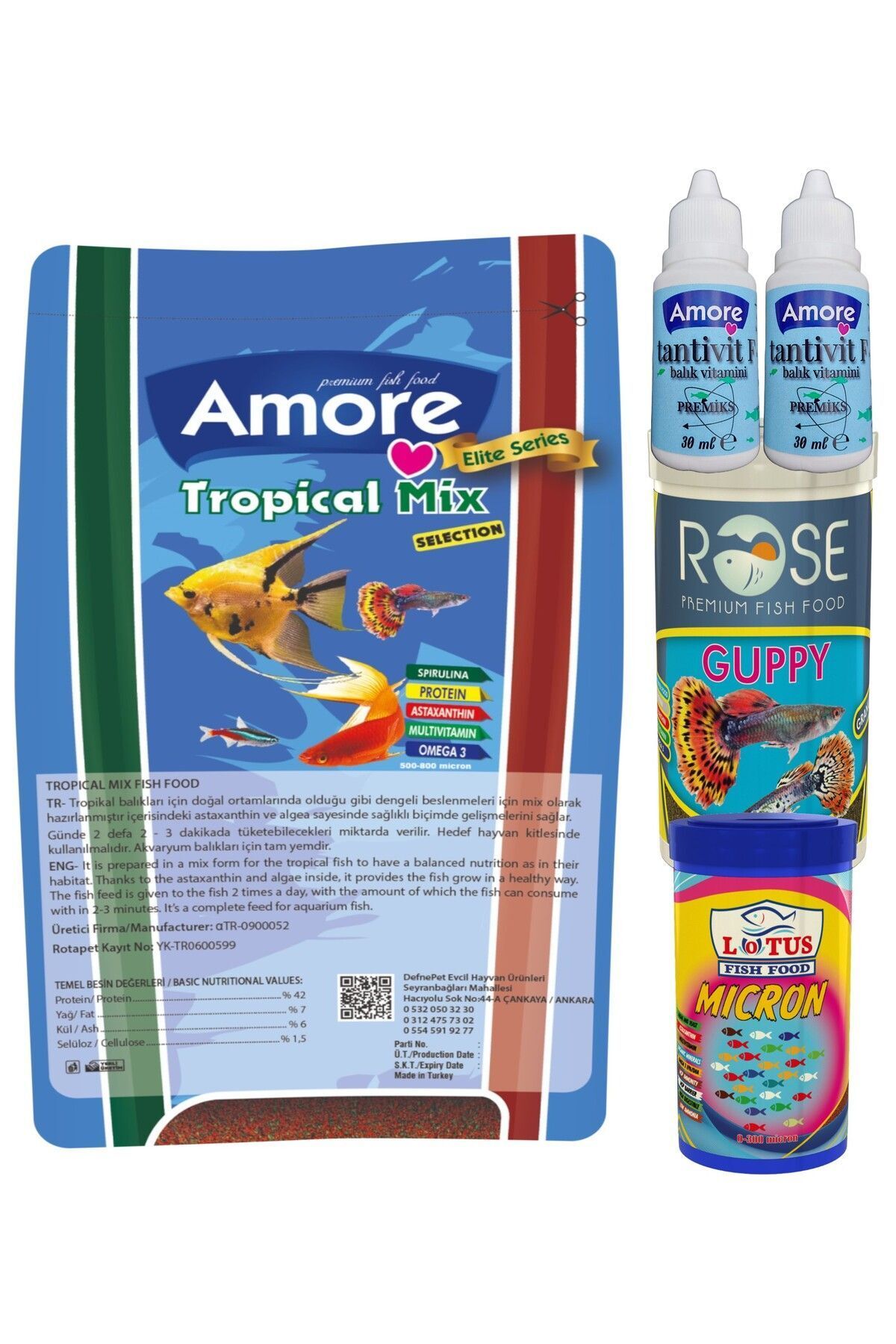 Tetra-melek-lepistes-moli 5li Balık Yemi Seti,tropical Mix 460gr,guppy 250,micron Yavru