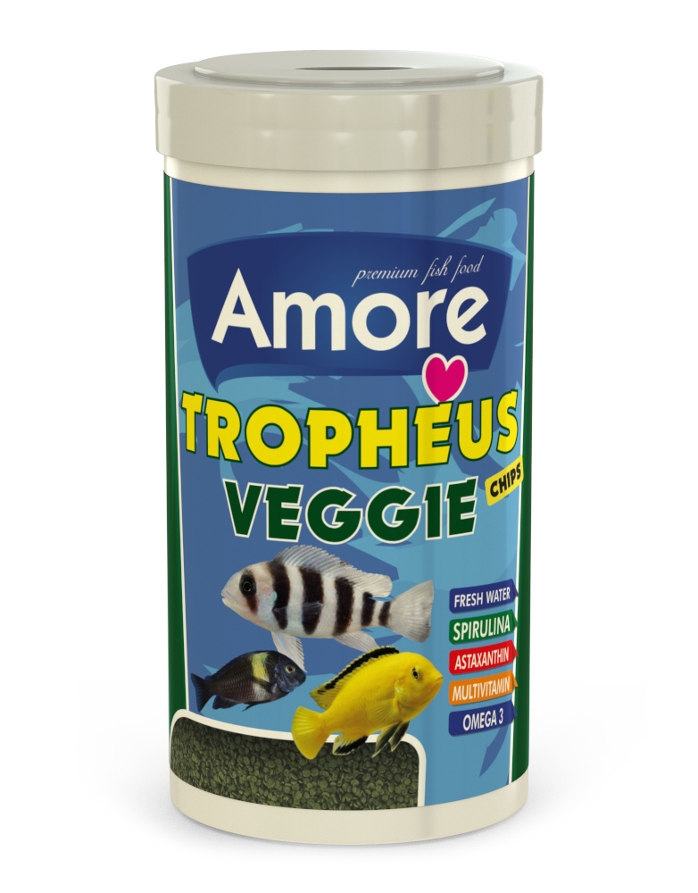 Amore Tropheus Veggie 1000ml ve Spirulina Garlic 250ml Bitkisel Alg Balık Yemi