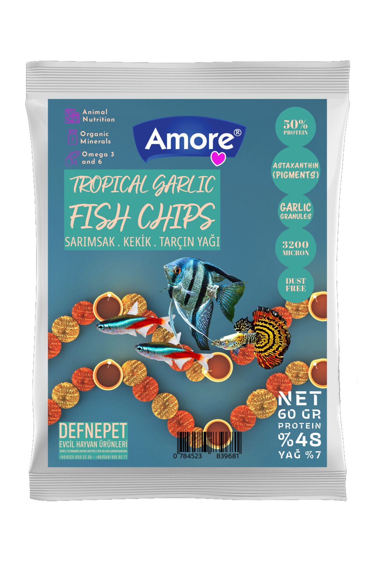 Tropical Garlic Mix Pro Chips 60gr (SARIMSAK-KEKİK-TARÇIN) Balık Yemi, Multivitamin
