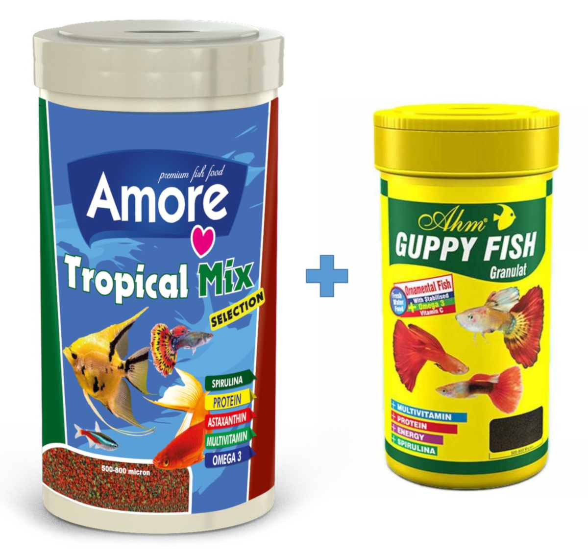 Tropical Mix Granules 1000ml ve AHM Guppy Granulat 250ml Akvaryum Balık Yemi