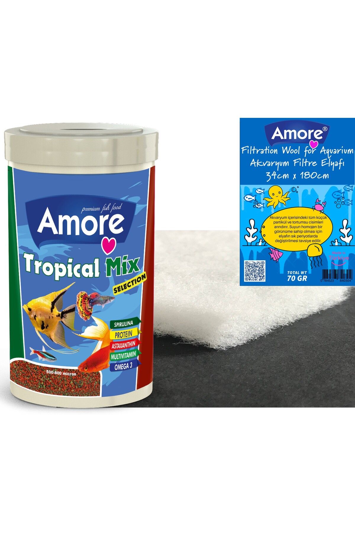Tropical Mix Selection 1000 ml Lepistes-Melek-Moli Balık Yemi, Soffice Filtre Elyaf 66x90cm 60gr