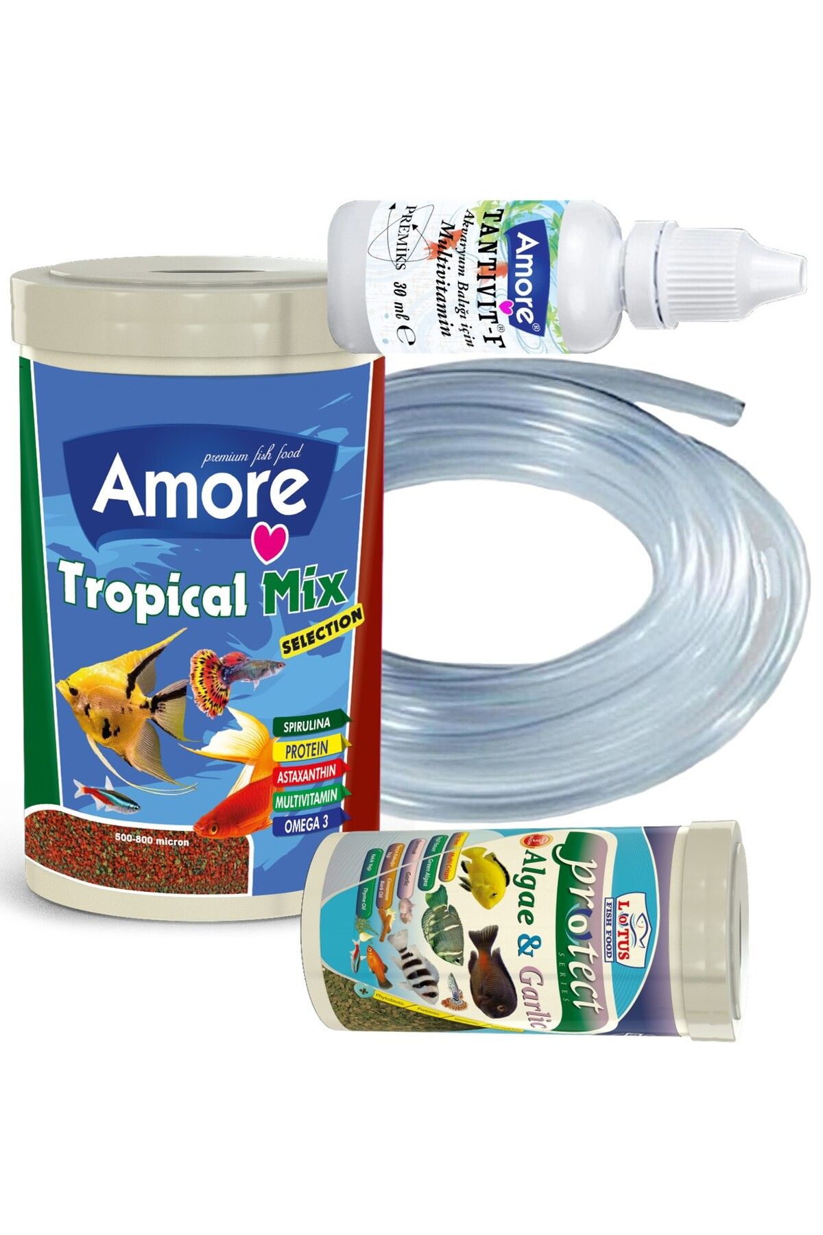 Tropical Mix Selection 1000ml, Algae Garlic 100ml Balık Yemi, Hava Hortumu, Multivitamin