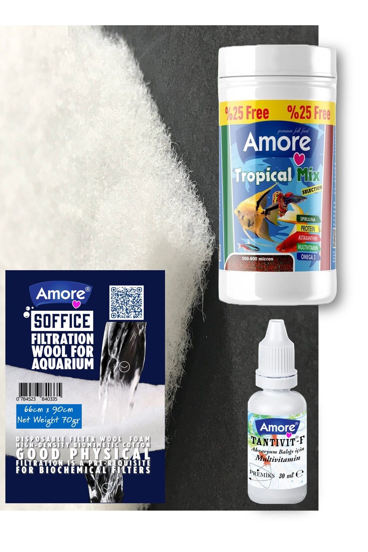 Tropical Mix Selection 125 ml Lepistes-Melek-Moli Balık Yemi, Soffice Filtre Elyaf 66x90cm 70gr