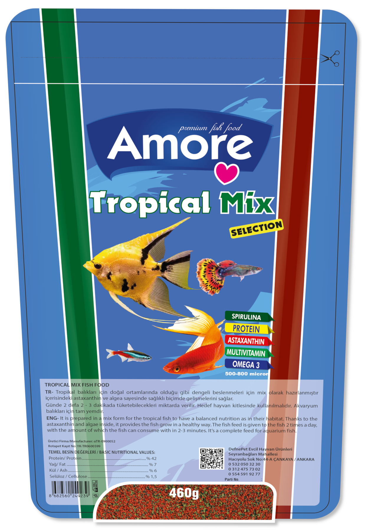 Tropical Mix Selection 460g Lepistes Moli Melek Tetra Balık Yemi Doypack Poşet