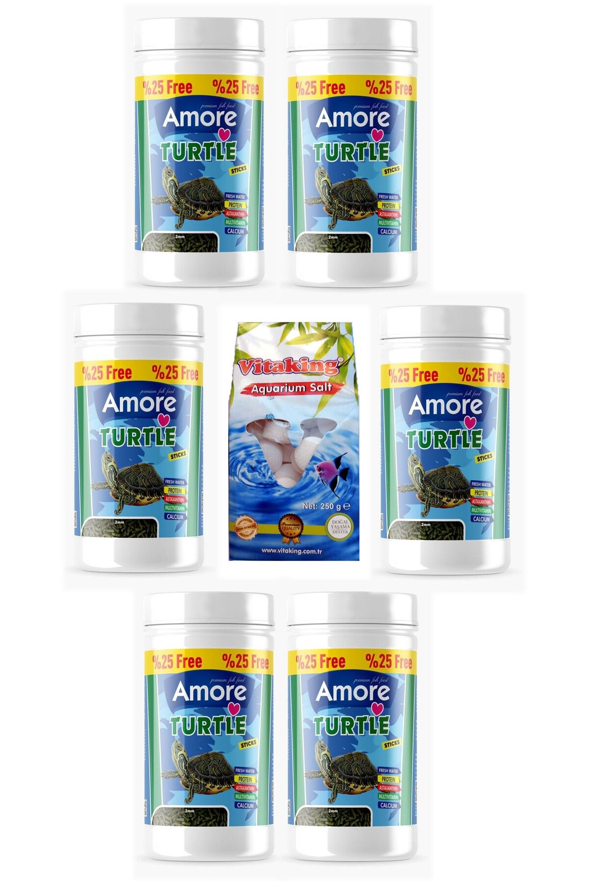 Amore Turtle Calcium Sticks 6x125 Ml Vitaminli Su Kaplumbagasi Yuzen Yemi, Kaya Tuzu Tabletleri