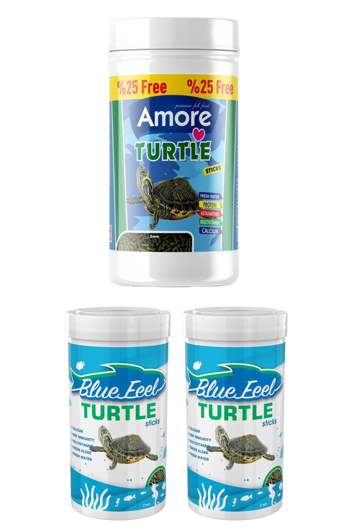 Blue Feel Turtle Food Sticks 125ml, Bluefeel 2x100ml Su Kaplumbağası Yüzen Yemi