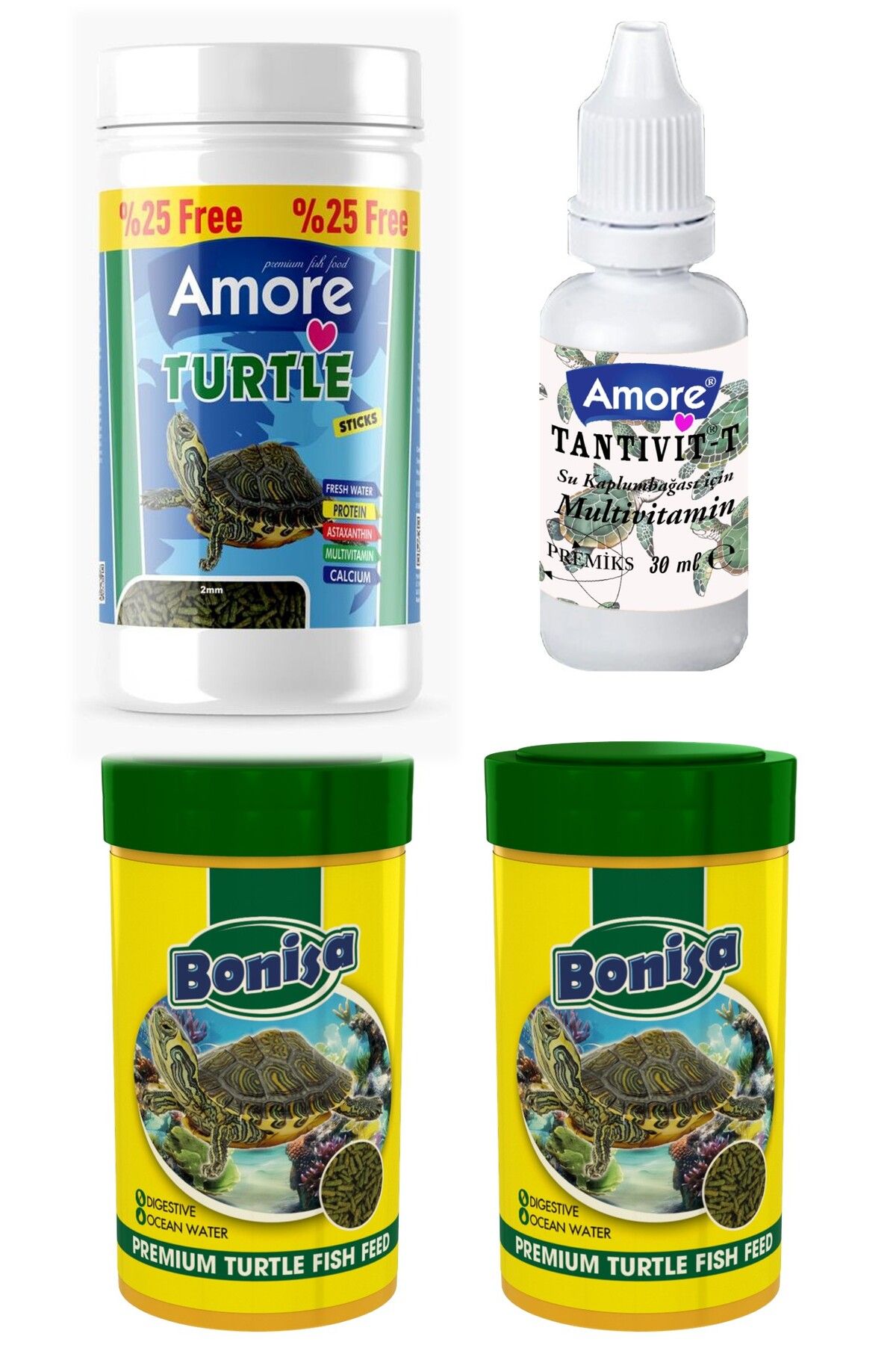 Turtle Food Sticks 125ml, Bonisa 2x100ml Su Kaplumbağası Yüzen Yemi, Multivitamin