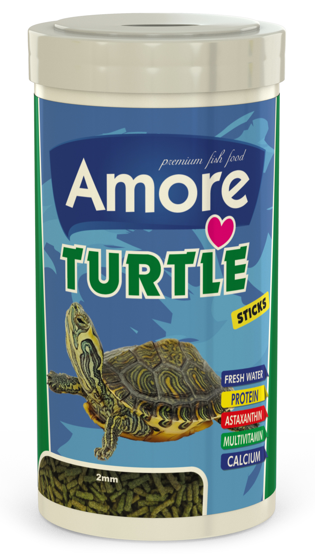 Amore Turtle Green Sticks 1000ml, Rose 250ml Su Kaplumbağası Yemi ve Vitamin