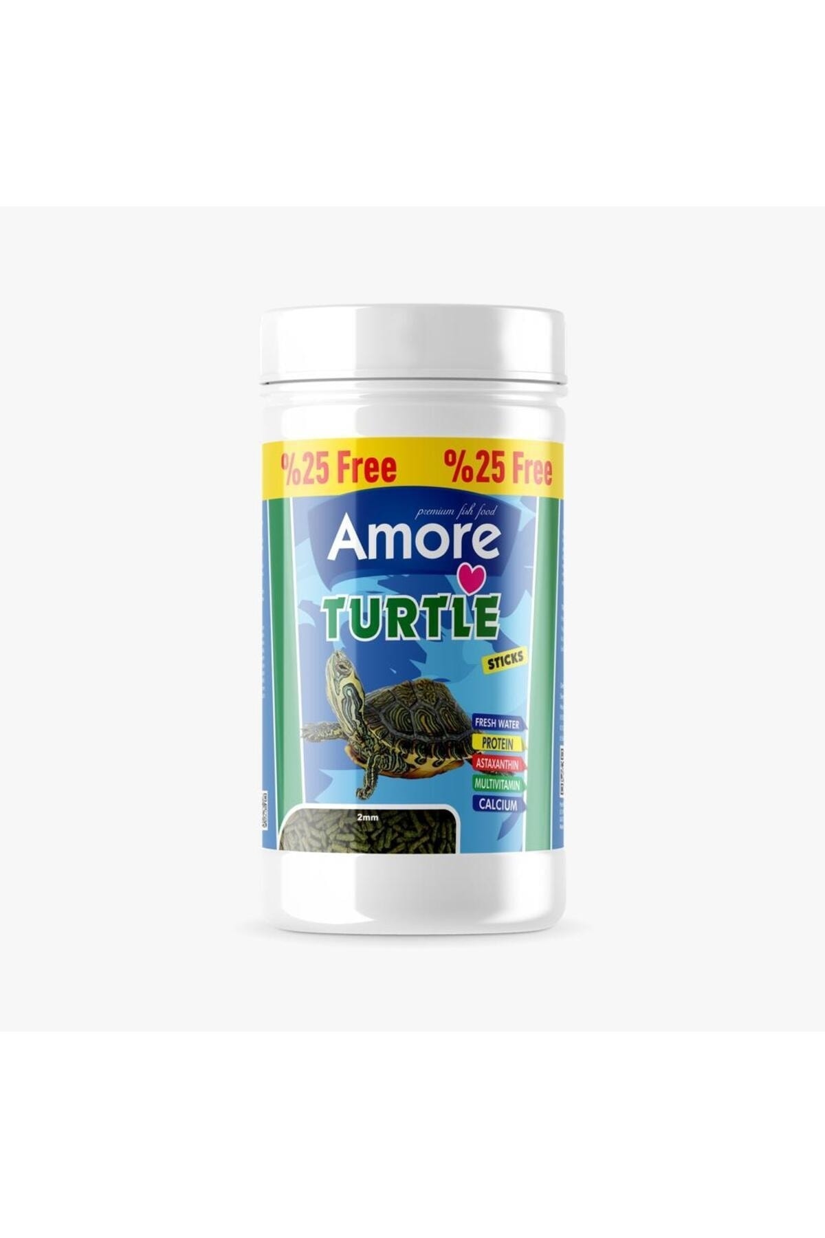 Amore Turtle Green Sticks 125 + 250 ml Bonisa Su Kaplumbagasi Yemi ve Vitamin Seti