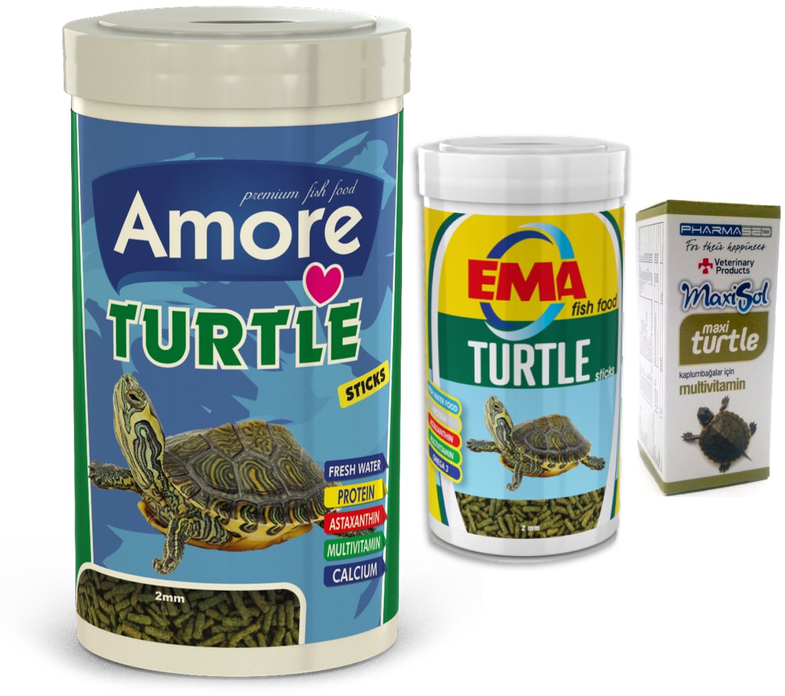 Amore Turtle Green Sticks Kaplumbağa Yemi Ve Multivitamin Seti 1000+250 Ml Ema