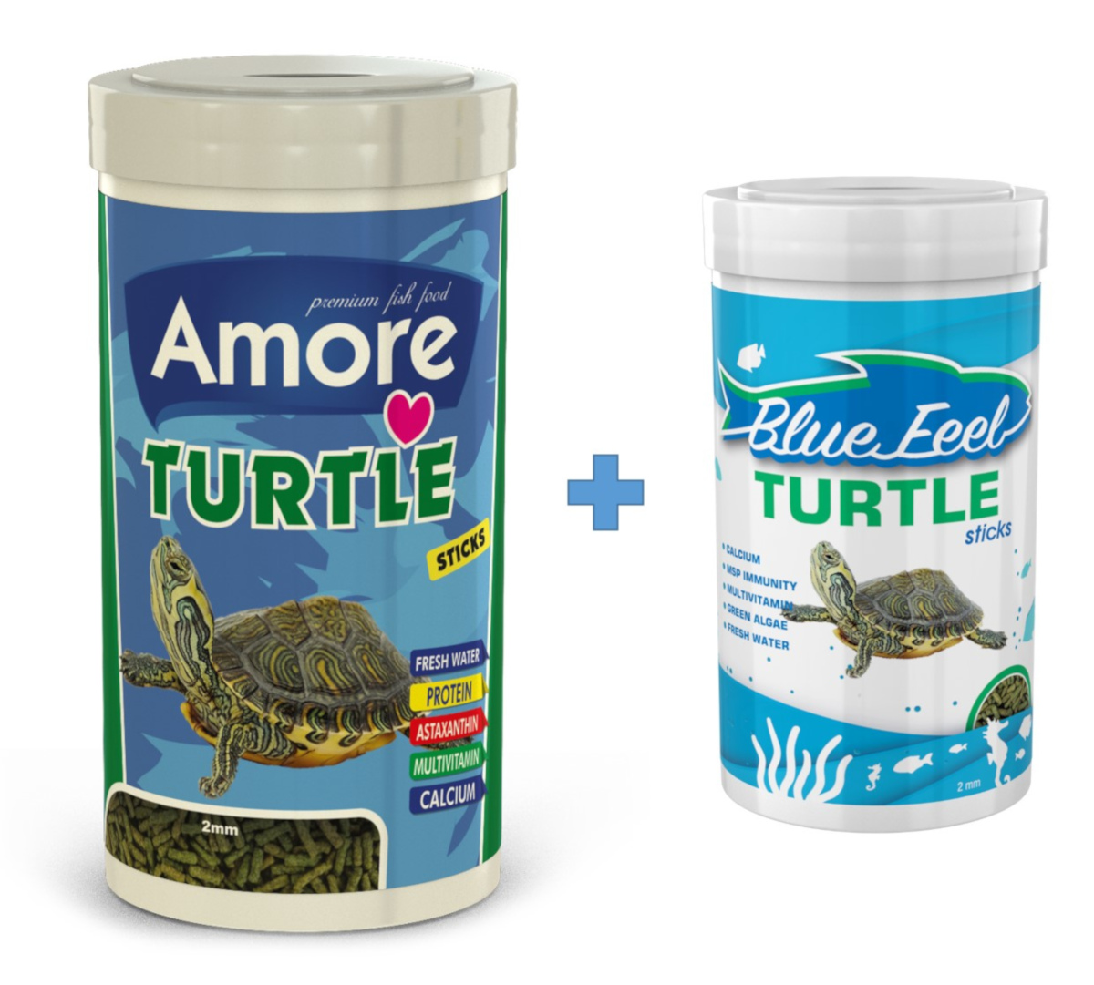 Amore Turtle Sticks 1000ml + BlueFeel Turtle 250ml Kutu Kaplumbağa Yemi