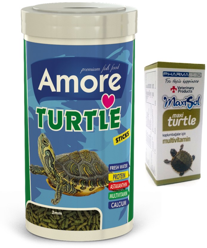 Amore Turtle Sticks 1000ml Kutu Sürüngen, Kaplumbağa Yemi ve Vitamini