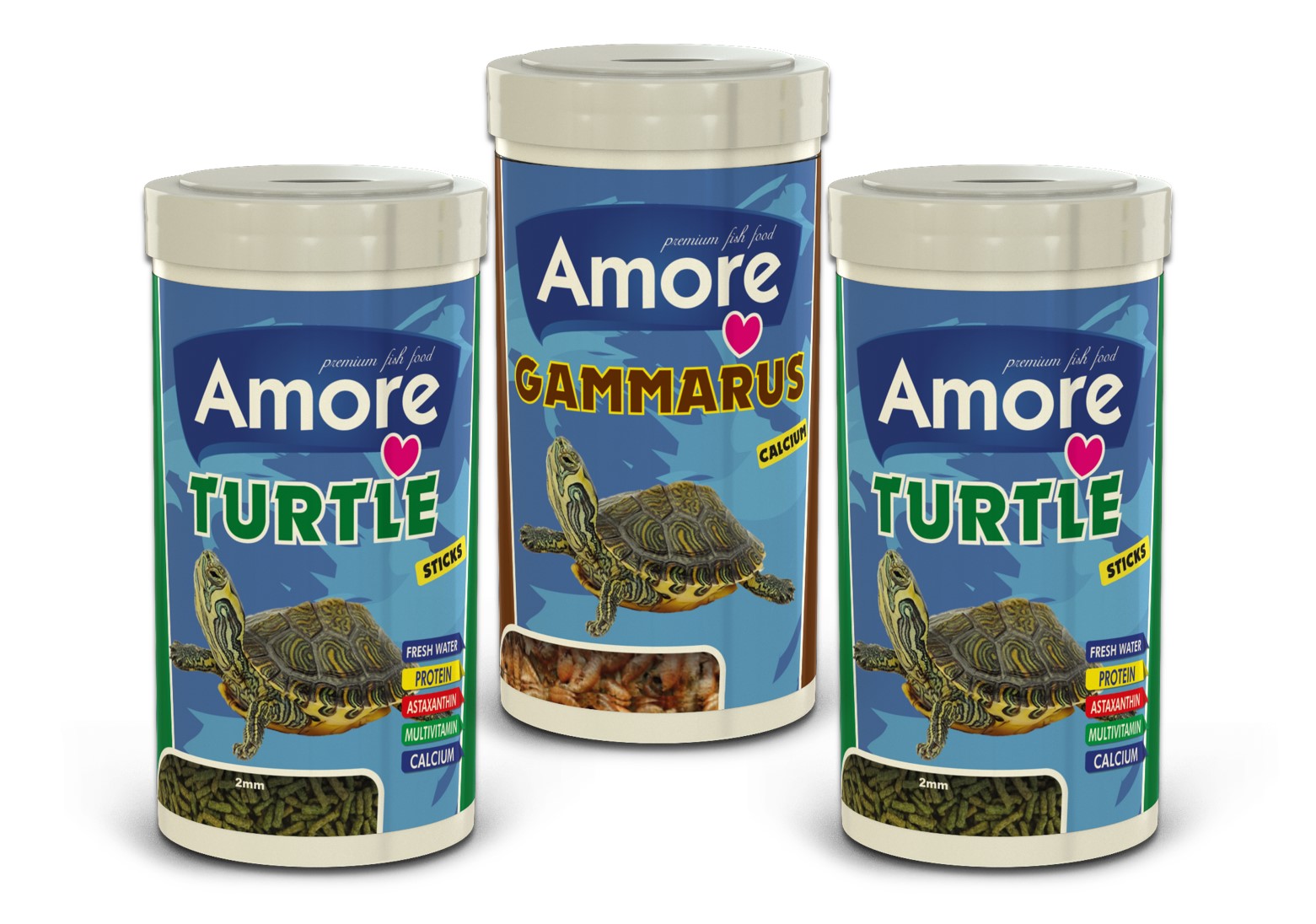 Amore Turtle Sticks 2x250ml + Gammarus 250ml Kalsiyum Sürüngen Ve Kaplumbağa Yemi