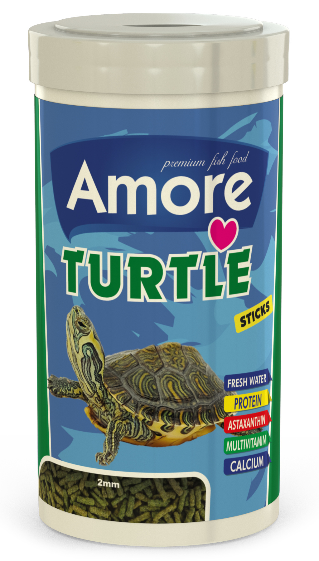 Amore Turtle Sticks Kalsiyum Mineral Plus Veggie 250 ml Sürüngen ve Kaplumbağa Yemi