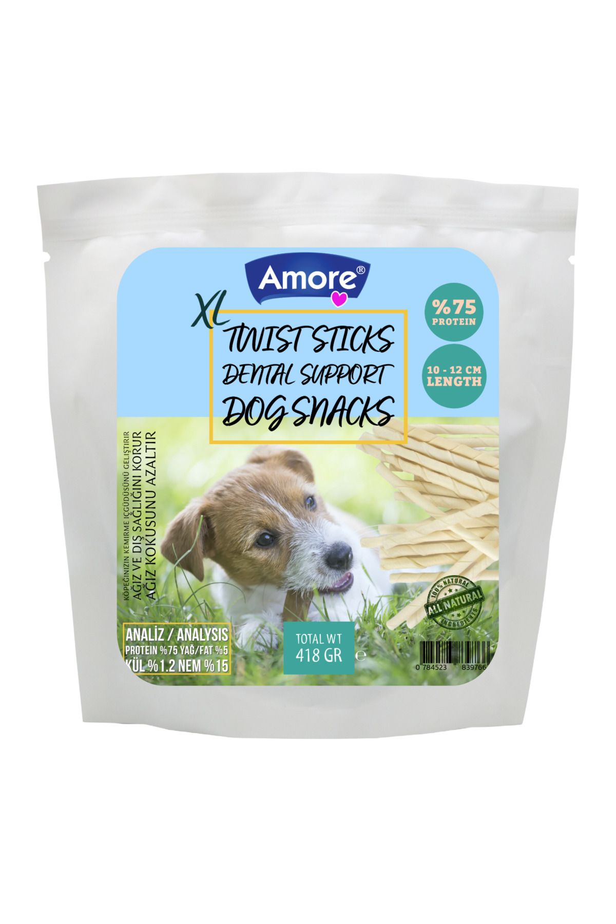 Amoredog Twist Dog Sticks Xl 418 Gr Kalın Köpek Burgu çiğneme ödül çubuğu Dental Snacks