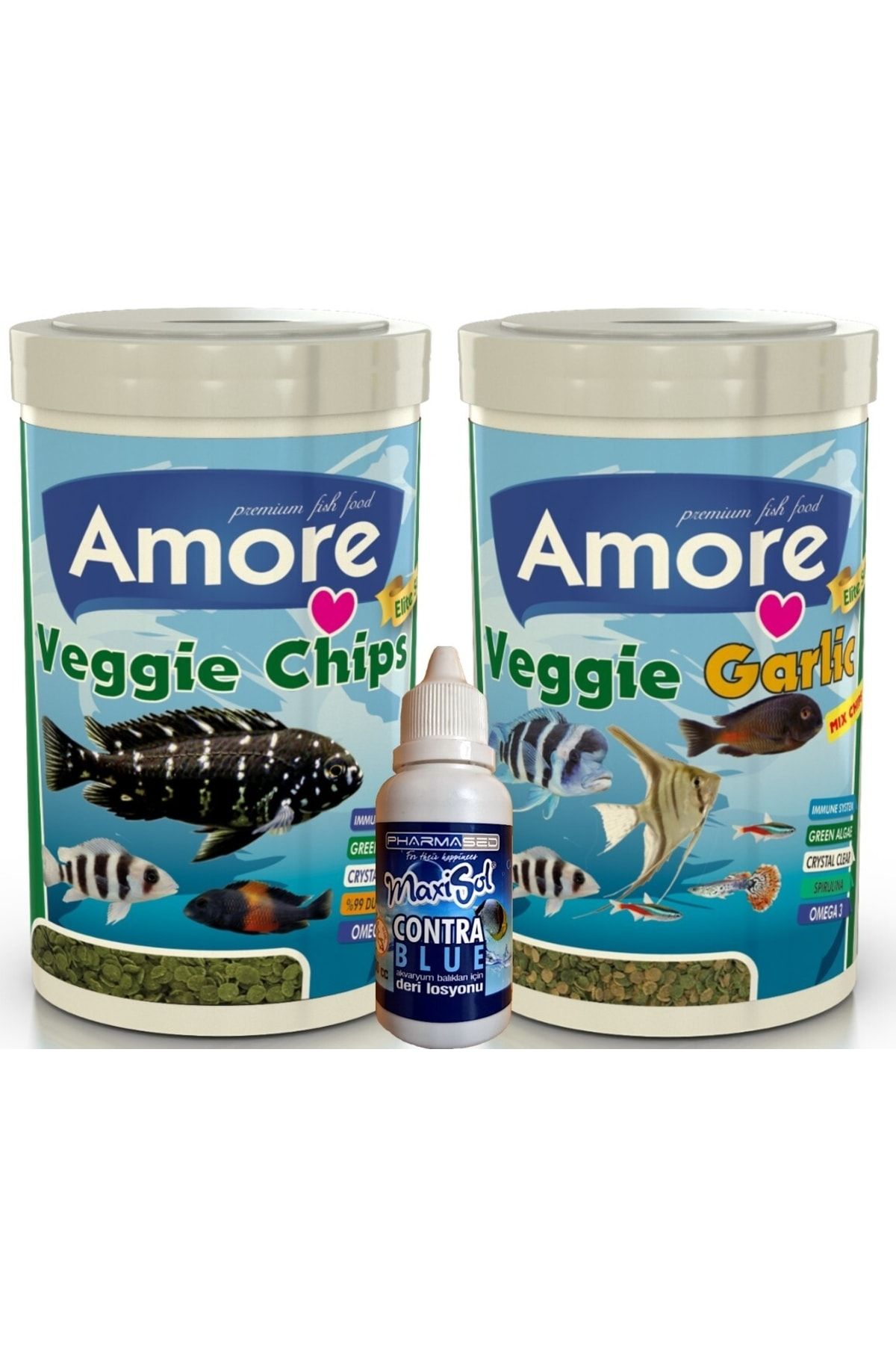 Amore Veggie Green Algae Chips Ve Veggie Garlic Pro 1000ml Tropikal 46-protein Balik Yemi Ve Contrablue